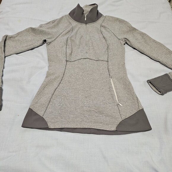Lululemon Define 1/4 Zip Jacket Women Size 4 Gray Striped - Picture 12 of 14